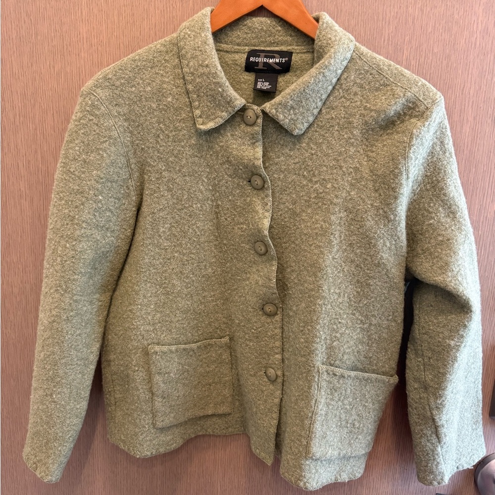 Requirements Sage Wool Jacket – 90s Mall-Girl Elegance, Classic Coming-of-Age